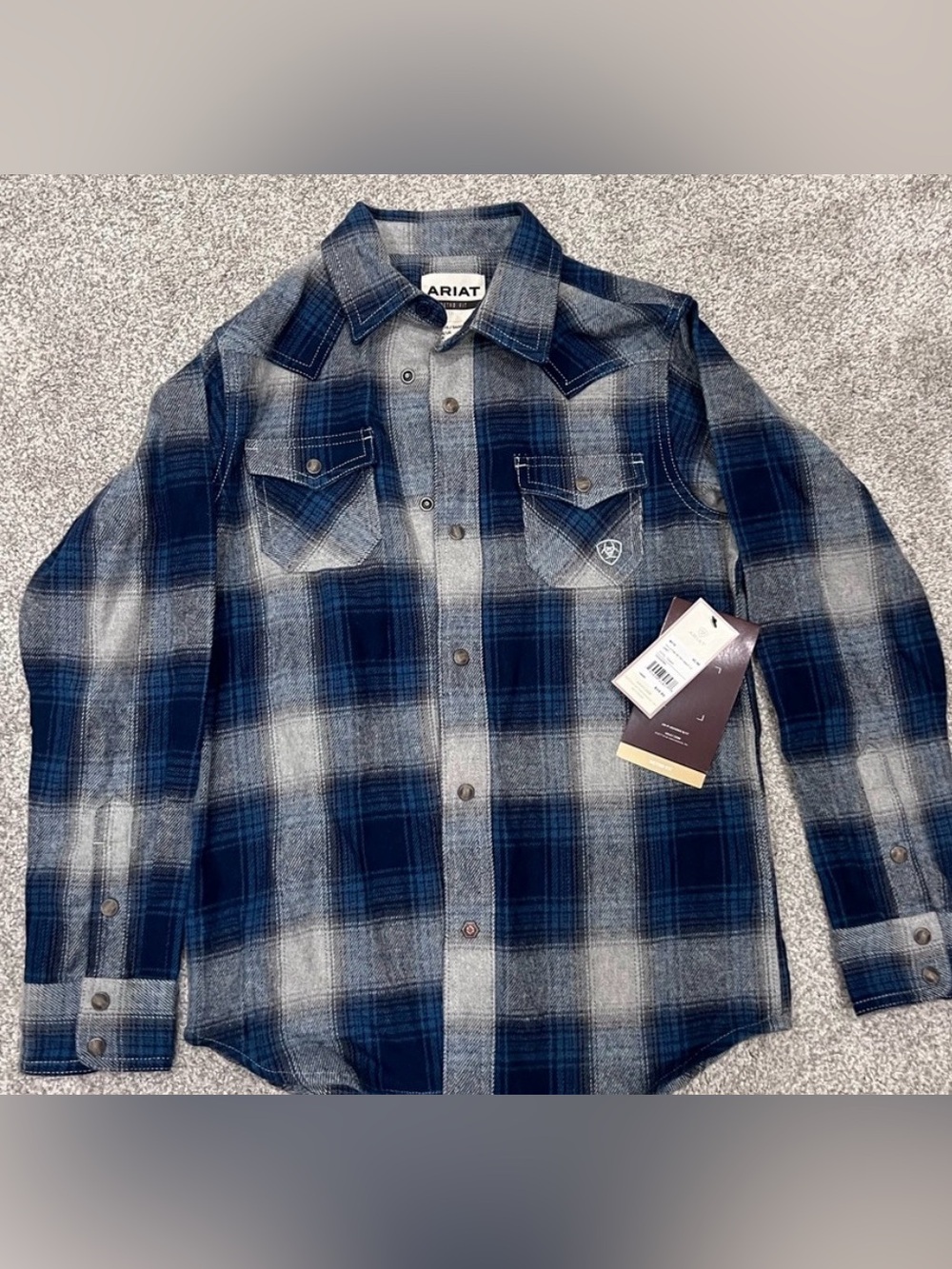 Ariat Blue and White Plaid Snap Shirt NWT